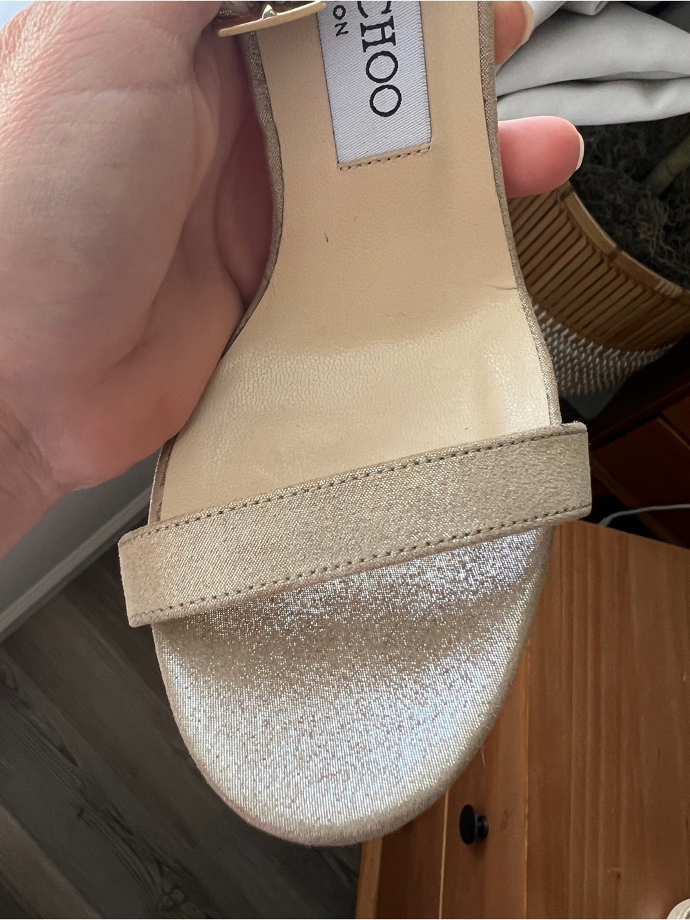 Jimmy Choo Champagne Gold Ankle-Strap High Heel Sandals - Picture 6 of 12